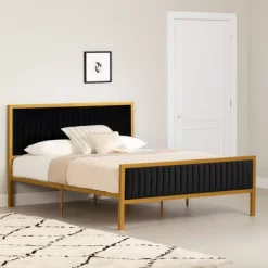 Queen Flam Upholstered Metal Bed - South Shore