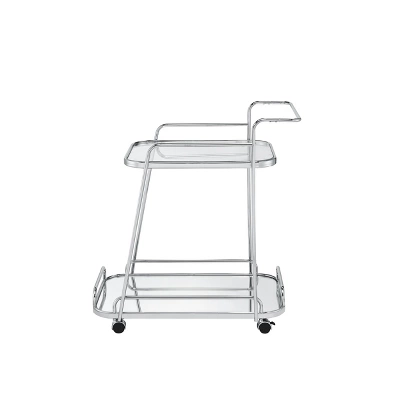 30" Aegis Clear Glass Serving Cart Chrome Finish - Acme Furniture 1 30" Aegis Clear Glass Serving Cart Chrome Finish - Acme Furniture
