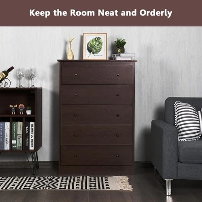 Costway 5 Drawer Dresser Functional Storage Organizer Closet 4 Costway 5 Drawer Dresser Functional Storage Organizer Closet - Image 4