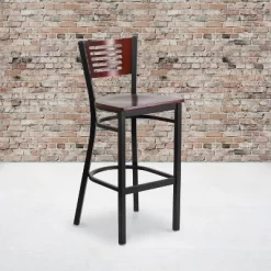 Flash Furniture Black Decorative Slat Back Metal Restaurant Barstool