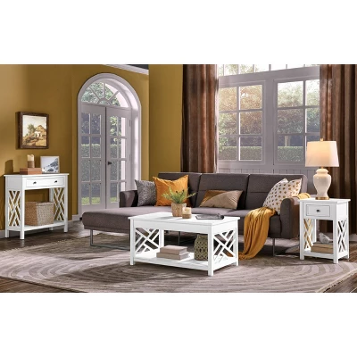 Middlebury Wood End Table With Drawer White - Alaterre Furniture 3 Middlebury Wood End Table With Drawer White - Alaterre Furniture - Image 3