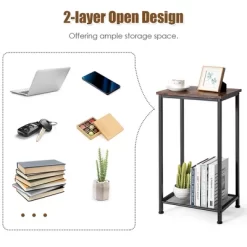 Costway Set Of 2 2-Tier Industrial Side End Accent Telephone Table W/ Mesh Shelf -Online Furniture Store GUEST 9151aea2 5741 496d b1a6 ea84a697b116