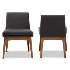 Set Of 2 Nexus Mid Century Modern Walnut Wood Fabric Upholstered Dining Side Chair - Baxton Studio