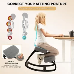 Costway Rocking Kneeling Chair Ergonomic Posture Correcting Back Pain Padded Cushion -Online Furniture Store GUEST 9250a61a f018 4cd6 bafa 52162e74e9cc