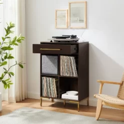 42.25" Juno Record Storage Cube Bookcase With Speaker Dark Brown/Black - Crosley -Online Furniture Store GUEST 9260f5c7 dfab 4f1c 8faf f11f6e5106eb