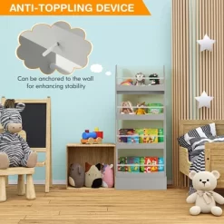 Tangkula 4-Tier Kids Bookshelf Toy Storage Bookcase Rack Wall W/ Anti-toppling Kits -Online Furniture Store GUEST 92c9dccb 0d9e 4302 926c 56e5d1570169