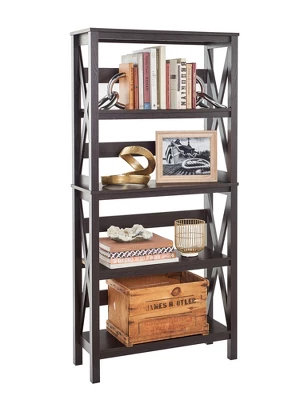 X-Frame 5-Tier Bookshelf Black Walnut - ClosetMaid 1 X-Frame 5-Tier Bookshelf Black Walnut - ClosetMaid