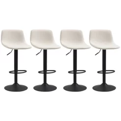 HOMCOM Adjustable Bar Stools Set Of 4, Swivel Bar Height Chairs Barstools Padded With Back For Kitchen, Counter, And Home Bar, Cream White -Online Furniture Store GUEST 93a1882a a7fd 43bb 8953 7e6b4a179951