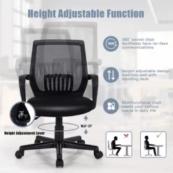 Costway Mid-Back Office Executive Chair Mesh Chair Height Adjustable W/ Lumbar Support -Online Furniture Store GUEST 93f620a3 7155 4a21 ac94 5bd37de14bd7