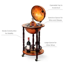 Costway 17.5'' Wood Globe Wine Bar Stand 16th Century Italian Rack Liquor Bottle Shelf -Online Furniture Store GUEST 93fee590 6732 44e8 8c8a e0ebace9ca7f