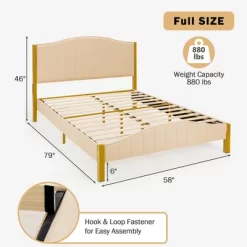 Costway FullQueen Size Upholstered Bed Frame Mattress Foundation Platform Quilted Headboard 13 Costway FullQueen Size Upholstered Bed Frame Mattress Foundation Platform Quilted Headboard -Online Furniture Store GUEST 9477b7ab d555 434a 9fc6 522fdd37b1ab