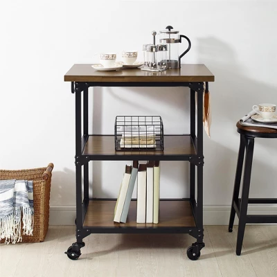 Kane Multifunction Cart Rustic Antique Oak/Black - Dorel Living 1 Kane Multifunction Cart Rustic Antique Oak/Black - Dorel Living