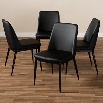Set Of 4 Darcell Modern And Contemporary Faux Leather Upholstered Dining Chairs - Baxton Studio 3 Set Of 4 Darcell Modern And Contemporary Faux Leather Upholstered Dining Chairs - Baxton Studio - Image 3