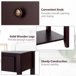 Costway 2PCS Nightstand Sofa End Side Table W/ Storage Drawer Bottom Shelf Espresso 9 Costway 2PCS Nightstand Sofa End Side Table W/ Storage Drawer Bottom Shelf Espresso -Online Furniture Store GUEST 958b6b59 cf3c 4e18 a3bb fd2cedeff897
