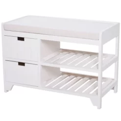 HOMCOM Shoe Cabinet, Wooden Storage Bench With Cushion, Entryway Rack With Drawers, Open Shelves 9 HOMCOM Shoe Cabinet, Wooden Storage Bench With Cushion, Entryway Rack With Drawers, Open Shelves -Online Furniture Store GUEST 95ad1593 9031 48f5 94a1 71045537e23c