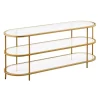 Brass Finish Oval TV Stand - Henn&Hart