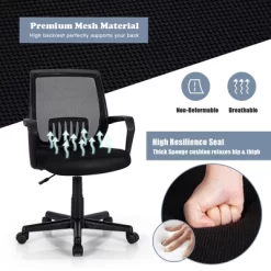 Costway Mid-Back Office Executive Chair Mesh Chair Height Adjustable W/ Lumbar Support -Online Furniture Store GUEST 98c51f46 e3d0 4752 9cf6 8e0b01172c61