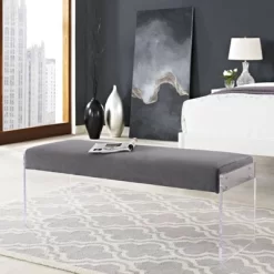 Roam Velvet Bench Gray - Modway -Online Furniture Store GUEST 98f1f7b2 ccc2 47f9 92d4 ef5a16174c85
