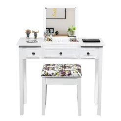 Costway Vanity Dressing Table Flip Top 7 Compartments Makeup Desk -Online Furniture Store GUEST 99ee8c4a f7fb 483a 97eb 4438a5d7fa72