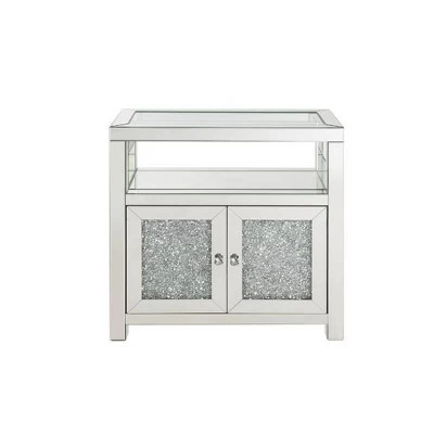 32" Noralie Cabinet Clear Glass/Mirrored/Faux Diamonds - Acme Furniture 1 32" Noralie Cabinet Clear Glass/Mirrored/Faux Diamonds - Acme Furniture
