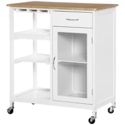 HOMCOM Utility Kitchen Cart, Rolling Kitchen Island Storage Trolley With Rack, Shelves, Drawer And Cabinet, White -Online Furniture Store GUEST 9b815df4 40cf 46f4 97e2 435b696b21d1