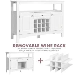 Costway Storage Buffet Sideboard Table Kitchen Sever Cabinet Wine Rack White -Online Furniture Store GUEST 9ce1b7a1 2f7d 4304 b265 e2e3c5953a10