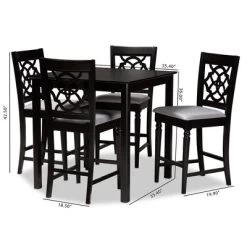 5pc Arden Upholstered Wood Pub Counter Height Dining Set Gray/Espresso - Baxton Studio -Online Furniture Store GUEST 9ceb0636 0e69 4b20 93ce a607e4f9d58c