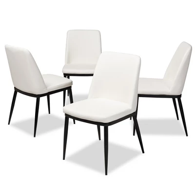 Set Of 4 Darcell Modern And Contemporary Faux Leather Upholstered Dining Chairs - Baxton Studio 6 Set Of 4 Darcell Modern And Contemporary Faux Leather Upholstered Dining Chairs - Baxton Studio - Image 6
