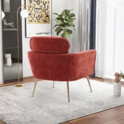 29.5" Modern Chenille Accent Armchair With Gold Metal Legs And Throw Pillow - ModernLuxe 14 29.5" Modern Chenille Accent Armchair With Gold Metal Legs And Throw Pillow - ModernLuxe -Online Furniture Store GUEST 9d1ef3d0 63d5 45b2 89aa fb20a10d6c6b