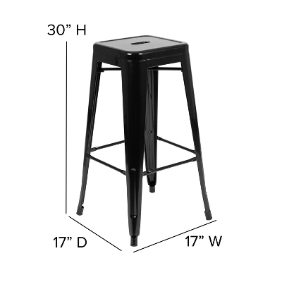 Emma And Oliver 4 Pack 30" High Metal Indoor Bar Stool - Stackable Stool 4 Emma And Oliver 4 Pack 30" High Metal Indoor Bar Stool - Stackable Stool - Image 4