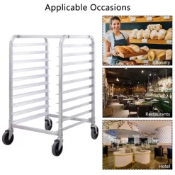 Costway 10 Sheet Aluminum Bakery Rack Silver Commercial Cookie Bun Pan Kitchen W/Wheel -Online Furniture Store GUEST 9d7c1098 ba01 4da5 9fc0 653f51aeeb17