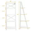 Costway Set Of 2 Ladder Shelf 4-Tier Bookshelf Bookcase Storage Display Plant Leaning