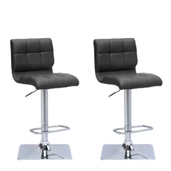 Set Of 2 Adjustable Curved Back Bonded Leather Barstool - Corliving -Online Furniture Store GUEST 9e5dcb35 ac8c 4057 a075 638c89aee337