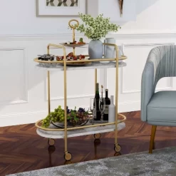 Madronas Serving Carts With Faux Marble Gold Coating/White - MiBasics -Online Furniture Store GUEST 9f5e0b04 985f 44a6 9027 a46e5be8aefa