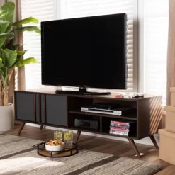 2 Door Naoki Two-Tone Wood TV Stand For TVs Up To 65" Gray/Walnut - Baxton Studio -Online Furniture Store GUEST 9f8c43af 0bf0 4758 9fd4 47289810ad1b