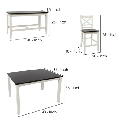 4pc Set With X Back Counter Height Barstools Brown/White - Benzara 4 4pc Set With X Back Counter Height Barstools Brown/White - Benzara - Image 4