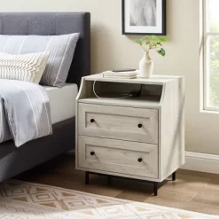 Transitional 2 Drawer Nightstand With USB Port - Saracina Home -Online Furniture Store GUEST a0442379 71fe 4ddb 9713 9cd9baec327f