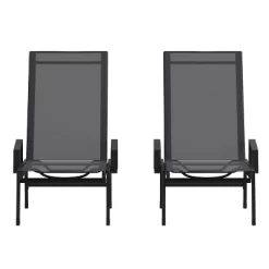 Flash Furniture Brazos Set Of 2 Adjustable Chaise Lounge Chairs With Arms, All-Weather Outdoor Five-Position Recliners -Online Furniture Store GUEST a046da1d 01e8 4052 8aa0 433de8d41323