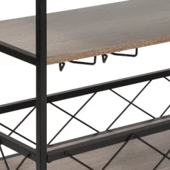 Merrick Lane Rolling Kitchen Serving And Bar Cart With Shelves And Wine Glass Holders In Distressed Light Oak Wood And Black Iron -Online Furniture Store GUEST a0c39c8e bdf4 4d71 90fd 7aaa29e02da1 1