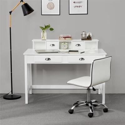Yaheetech Modern Computer Desk Work Station With Removable Floating Organizer White 1 Yaheetech Modern Computer Desk Work Station With Removable Floating Organizer White