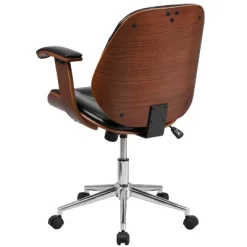 Merrick Lane Mid-Back Ergonomic Office Chair Executive Swivel Bentwood Frame Desk Chair In Black Faux Leather -Online Furniture Store GUEST a17fee00 4e0d 4699 81f2 cf066dfa58e1