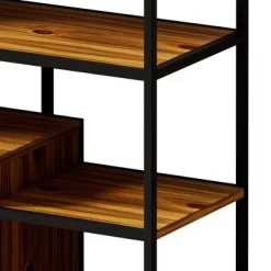 Multipurpose Bookshelf Storage Rack With Closed Storage Cabinets, Black + Brown - ModernLuxe -Online Furniture Store GUEST a2139e4f 5976 4a01 be4f 4a1d1c8fcdb5