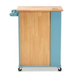 Liona Sky Wood Kitchen Storage Cart Blue/Natural - Baxton Studio -Online Furniture Store GUEST a296be05 c12d 426a 8e40 1dd8b24f27a9