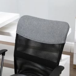 Vinsetto Mid Back Ergonomic Desk Chair Swivel Mesh Fabric Computer Office Chair With Backrest, Armrests, Rocking Function, Adjustable, Gray / Black -Online Furniture Store GUEST a2dedb79 57f4 4b83 9429 69bdb1ddcad4