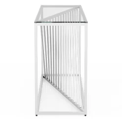 Wondry Geometric Inspired Sofa Table With Glass Top Chrome - MiBasics -Online Furniture Store GUEST a3115989 5b16 4028 9c06 42008bfa11cc