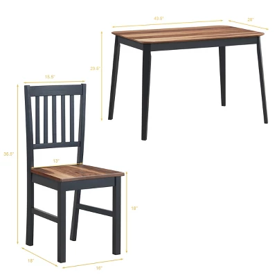 Costway 5PCS Mid Century Modern Black 29.5'' Dining Table Set 4 Chairs W/Wood Legs Kitchen Furniture 1 Costway 5PCS Mid Century Modern Black 29.5'' Dining Table Set 4 Chairs W/Wood Legs Kitchen Furniture