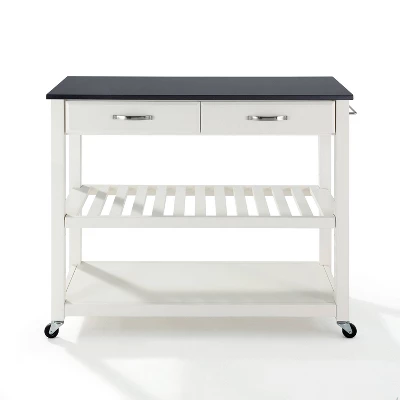 Granite Top Kitchen Prep Cart White/Black - Crosley 7 Granite Top Kitchen Prep Cart White/Black - Crosley - Image 7