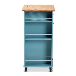 Liona Sky Wood Kitchen Storage Cart Blue/Natural - Baxton Studio -Online Furniture Store GUEST a3aeb2bd cd4a 4ebc a63f 35ecb4fa0bb7