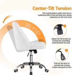 Yaheetech Faux Leather Mid Back Home Office Desk Chair With Chrome-plated Metal Base -Online Furniture Store GUEST a41b823d 3daf 4fab 8b67 dbc5fd8daab6