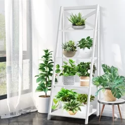 Costway Set Of 2 Ladder Shelf 4-Tier Bookshelf Bookcase Storage Display Plant Leaning -Online Furniture Store GUEST a4676e1f af77 4339 9d1d 6a9ba2075d80